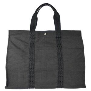 Hermes Gray Canvas Herline Tote GM Handbag